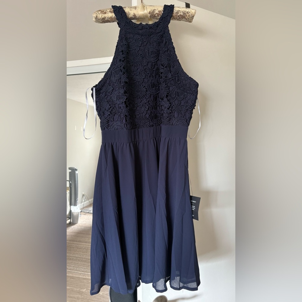 NWT Lulu’s Navy Lace Skater Dress - Picture 2 of 8